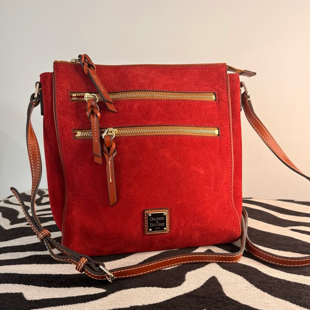 Dooney & Bourke Red Crossbody Bag with Leather Accents